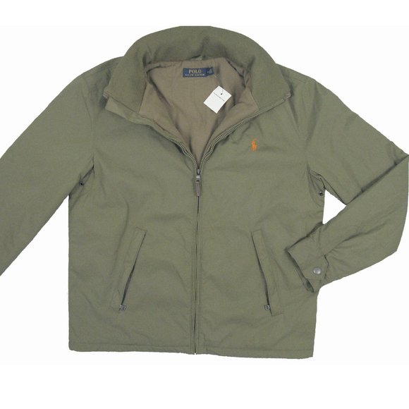 NEW Polo Ralph Lauren Perry Jacket! Olive Green  Orange Polo Player Fleece Lined - Picture 1 of 6